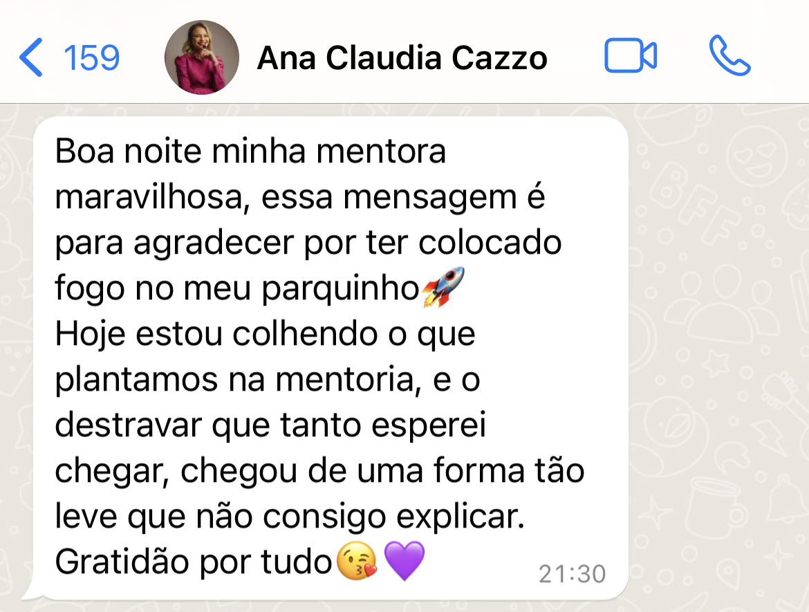 Mensagem real da Ana Claudia sobre os resultados da mentoria
